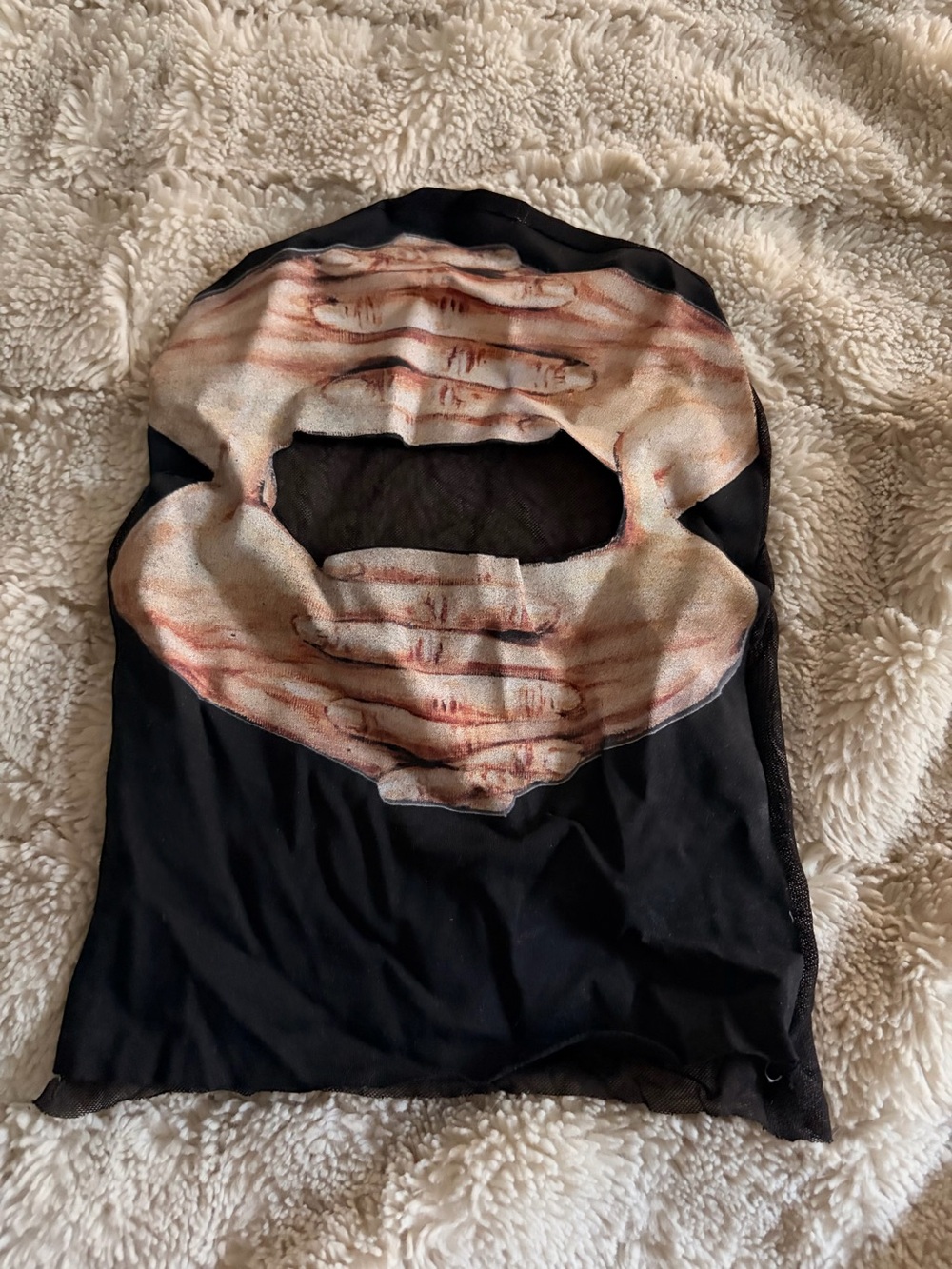 Black Face Mask Balaclava with Printed Hands Graphic
